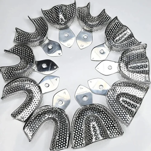 Polodent Dental Impression Trays Dentulous Perforated Kit, Set of 10 pcs (Stainless Steel)