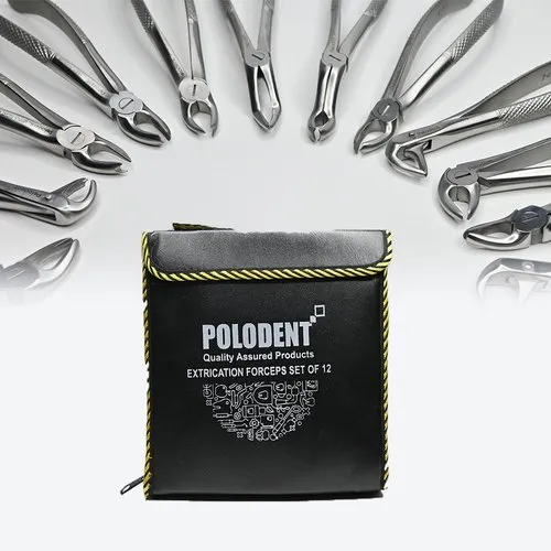 Polodent Dental Extraction Forceps Kit, Set of 12 pcs (Stainless Steel)
