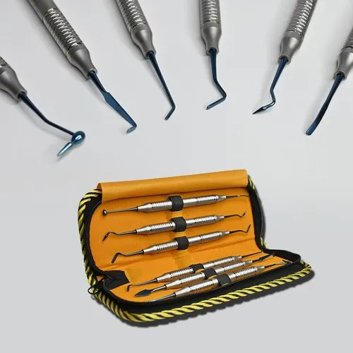  Polodent Composite Filling Instruments Kit with Blue Titanium Coated Working Head,Set of 6 pcs